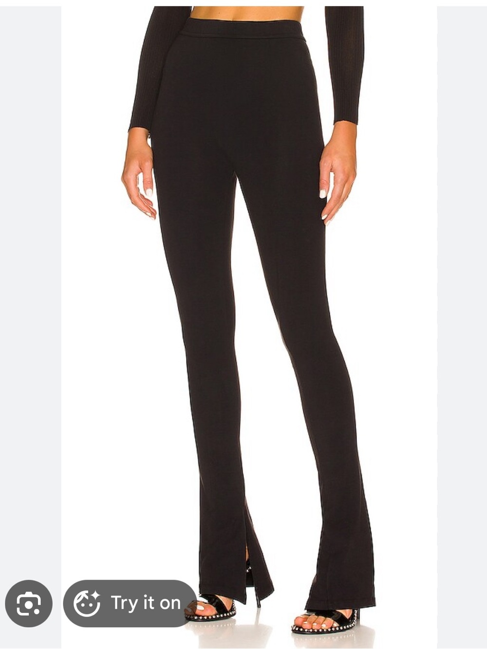 EB denim split hem legging in black